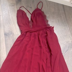 Luxxel Wine Lace Maxi Dress